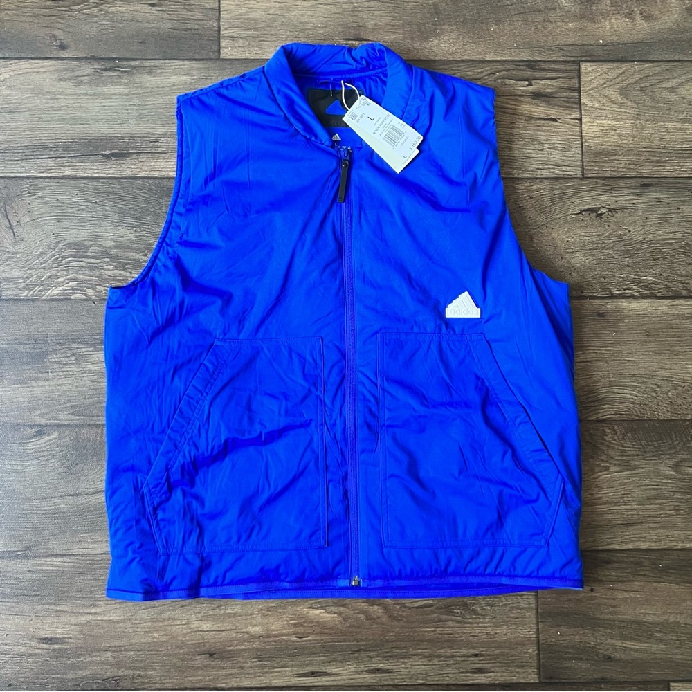 Adidas Men’s Lifestyle Puffer Vest Blue Size Large